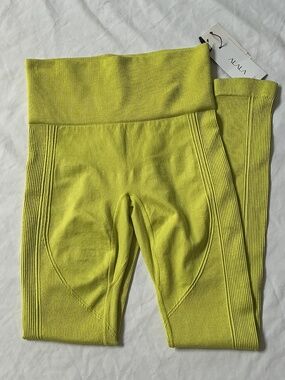 Alala sz M Barre Seamless Rib Leggings Chartreuse NWTs
